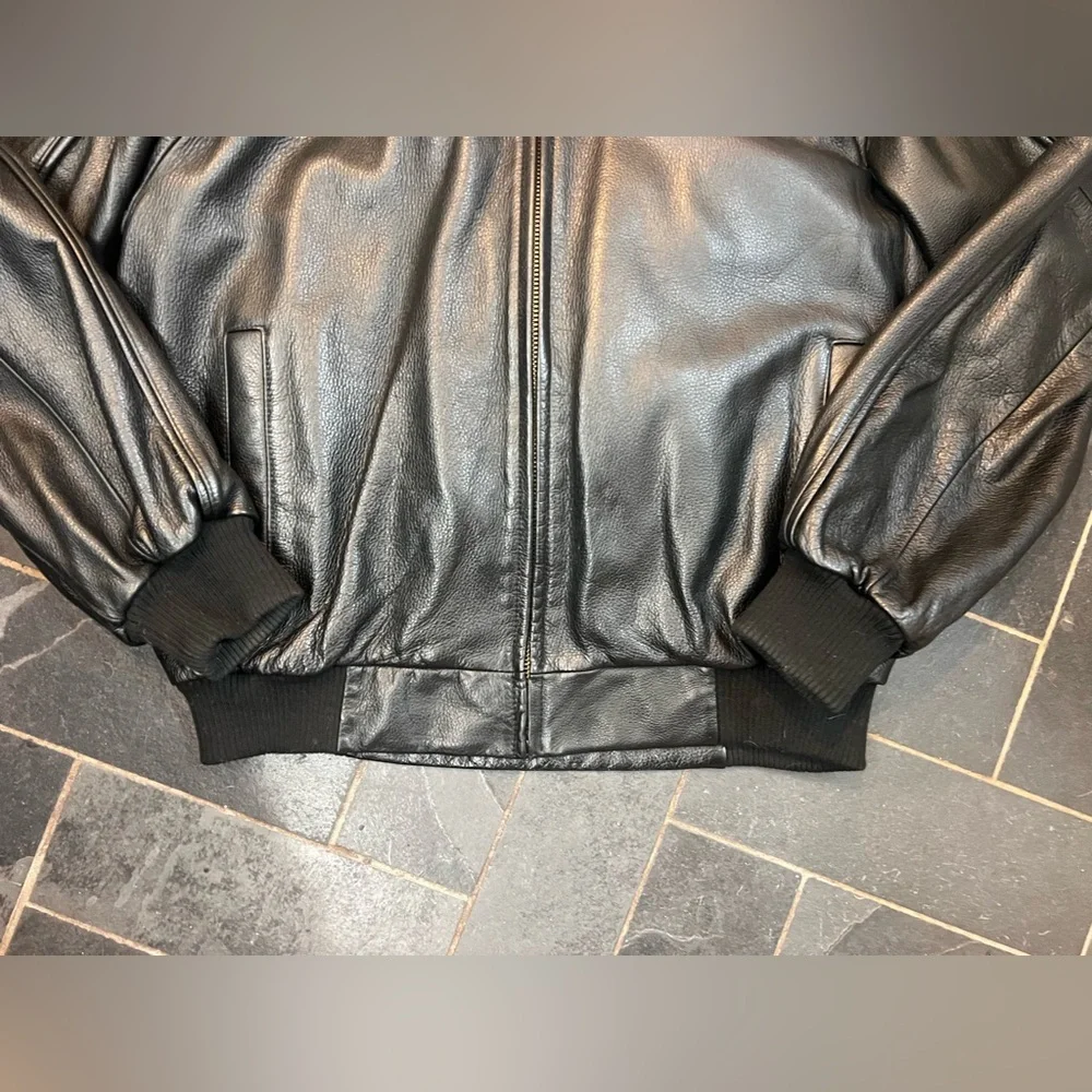 Vintage Wilson’s leather bomber jacket coat black - Picture 4 of 9